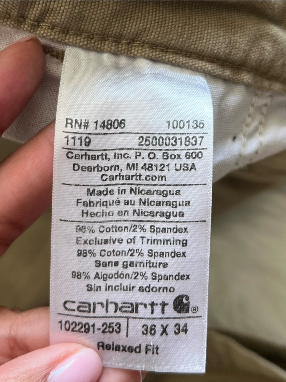 Carhartt Relaxed Fit Men’s Chino Pants in Khaki size 36X34 - Picture 10 of 10
